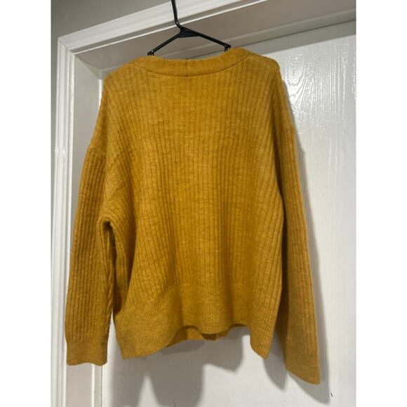 NWOT TopShot Gold Mustard Yellow Button Up Ribbed Cardigan Sweater Size US 12 - Picture 9 of 11